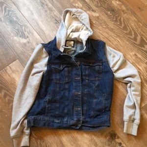 Forever 21 Denim Jacket with Fabric Hood and Sleeves